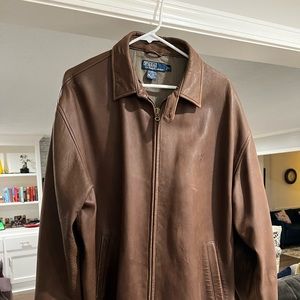 Polo Ralph Lauren Brown Leather Jacket XL Soft Leather EUC.